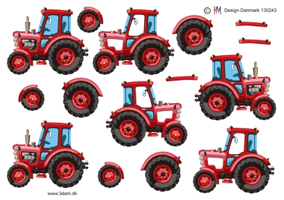 3D Rød traktor